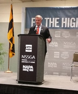 NSSGA President and CEO Mike Johnson urged for a long-term highway bill, saying, "If the aggregates industry is doing well, America is doing well."