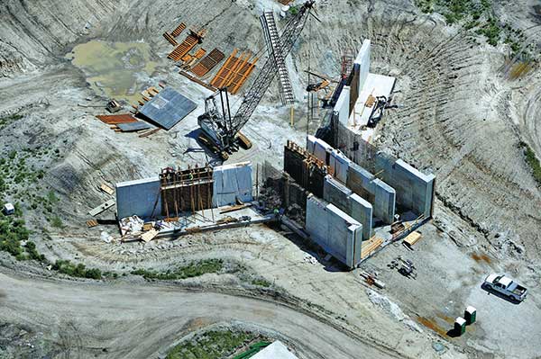Seen here is construction of the inflow station to the L8 reservoir. A similar structure will connect the C-51 reservoir to L8.. Photos courtesy of Palm Beach Aggregates.