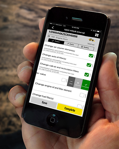 MyMaintenance app allows users to view machines enrolled in a maintenance plan. Photo courtesy of John Deere.