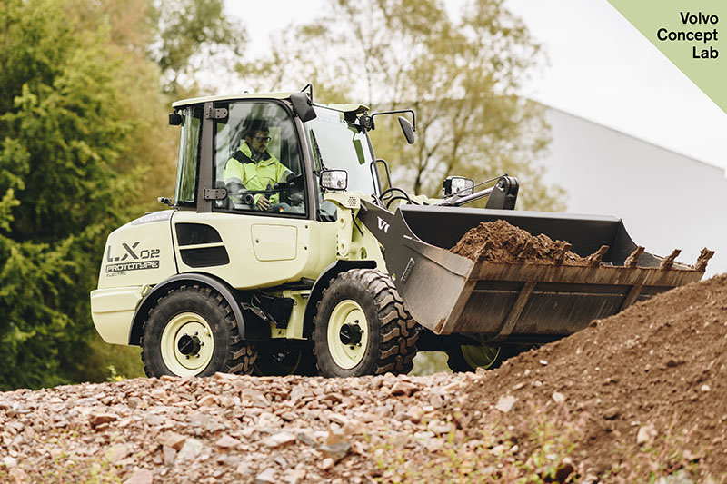 Volvo CE's LX2 electric compact wheel loader prototype offers improved efficiency and reduced operational costs, according to the company. Photo courtesy of Volvo CE.