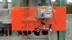 The solenoid box allows easy manual firing of the air cannon if needed. Photo courtesy of Martin Engineering