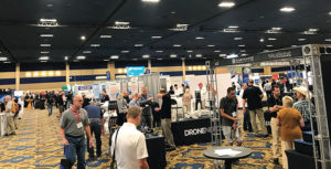 Dozens of exhibitors displayed their latest drone technologies at this year’s Commercial UAV Expo in Las Vegas. Photo: Zach Mentz