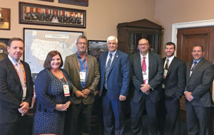 The Ohio delegation stormed Capitol Hill as part of NSSGA’s Legislative & Policy Forum. Pictured from left are Franz Peters (Martin Marietta), Therese Dunphy (Aggregates Manager), Tim Rowan (CRH/The Shelly Company), Rep. Bob Gibbs (R-Ohio), Michael Hunt (Martin Marietta) and Pit & Quarry’s Kevin Yanik and Rob Fulop. Photo courtesy of Ryan Dilworth