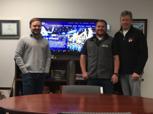 From left to right: The G.W. Van Keppel Co.'s Taylor Killion (general manager for construction equipment), Ben Schmidtlein (aggregate territory manager) and Bill Walker (president). Photo courtesy of Hyundai Construction Equipment Americas