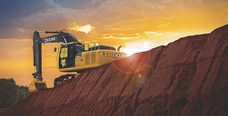 More aggregate producers made a “significant investment” in an excavator and/or loader this year than in any other equipment category. Photo courtesy of John Deere