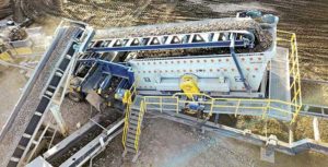 According to Haver & Boecker, the F-Class portable plant can be customized to include a crusher, conveyors or other components for enhanced productivity. The machine is ideal for tough applications, such as scalping and classifying ores, minerals, stones, sand and gravel. Photo courtesy of Haver & Boecker