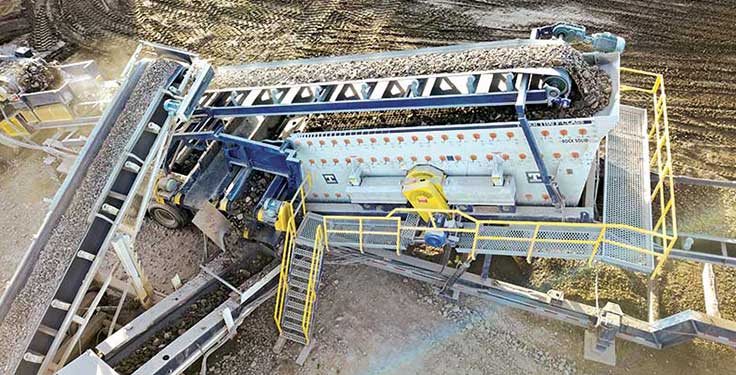 According to Haver & Boecker, the F-Class portable plant can be customized to include a crusher, conveyors or other components for enhanced productivity. The machine is ideal for tough applications, such as scalping and classifying ores, minerals, stones, sand and gravel. Photo courtesy of Haver & Boecker
