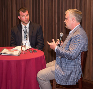 At the 2019 Pit & Quarry Roundtable & Conference, NSSGA's Michael Johnson, right, joined Pit & Quarry's Kevin Yanik for a discussion on legislative and regulatory affairs. Photo by PamElla Lee