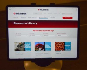 McLanahan offered a glimpse of its updated website via the McLanahan Dealer application. Photo by Allison Barwacz