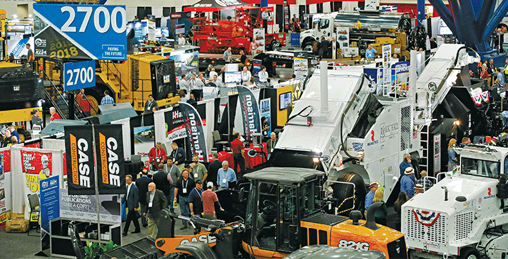 The trade show component of AGG1 is expected to draw a record-setting number of exhibitors to Indianapolis. Photo: World of Asphalt