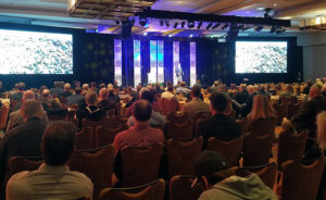 The opening general session of the NSSGA Annual Convention took place Monday at the JW Marriott in Indianapolis. Photo by Kevin Yanik