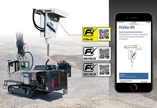 F-Check QR codes on FRD drills allow users to access the drill model, specifications and maintenance intervals. Photo courtesy of FRD USA