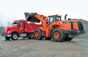 Hixson Sand & Gravel purchased its DL550-5 wheel loader from B&W Equipment Co. in Fort Wayne, Indiana. Photo courtesy of Doosan