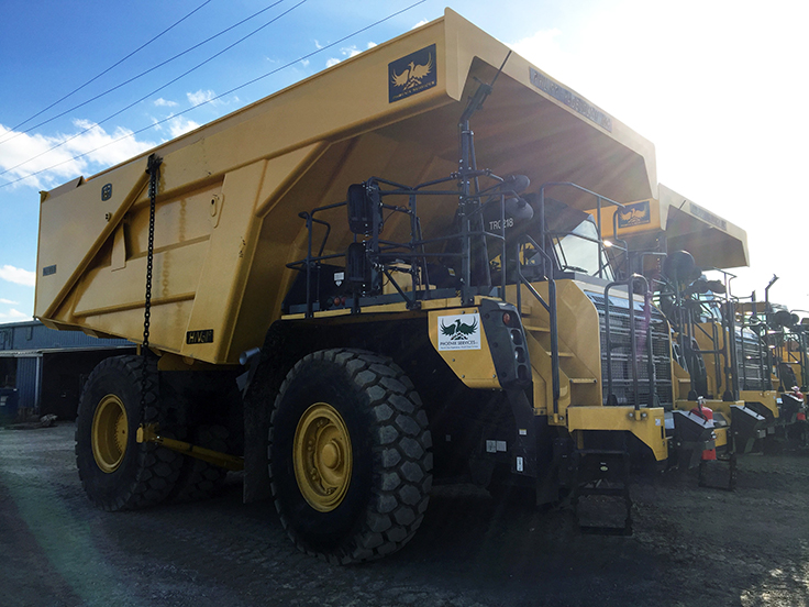 Philippi-Hagenbuch’s newest Autogate tailgate innovation is designed with a traditional outrigger that bolts to the undercarriage of the off-highway truck, allowing operators to retain Komatsu’s original OEM truck frame warranty. Photo courtesy of Philippi-Hagenbuch