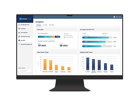 Managers can use HaulHub Analytics to analyze trucking metrics at their operation. Photo courtesy of HaulHub.