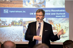FMI’s George Reddin delivered his annual construction materials market outlook at the 2019 Pit & Quarry Roundtable & Conference. Photo by PamElla Lee Photography.