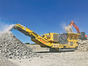 The B7e jaw crusher, weighing just under 69 tons is highly mobile, according to Keestrack. Photo courtesy of Keestrack