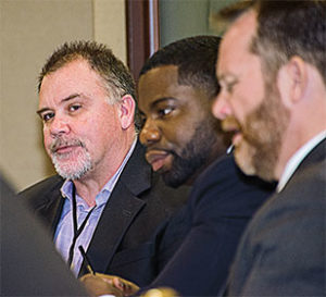 From left: Syntron’s Kevin Hambrice, The Shelly Company/CRH’s Kenneth Rogers and Douglas Manufacturing’s Paul Ross all weighed in during the discussion reflecting on 2018 while looking ahead to 2019. Photo courtesy of PamElla Lee Photography