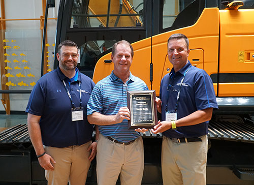 From left: Chad Parker Sr. HCEA product specialist; Rick Cloninger, Border Rents branch manager; and Shaun Galligan, HCEA district manager of the Southeast. Photo courtesy of HCEA