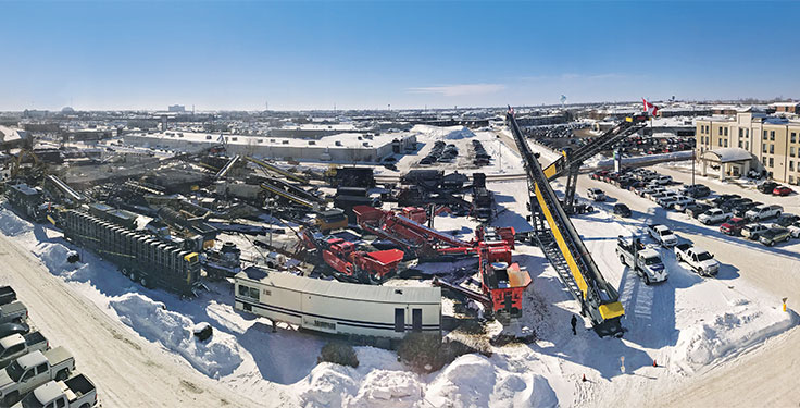 The Aggregate Expo is held every three years in early March, often in snowy and cold conditions in Fargo, North Dakota. Photo courtesy of General Equipment