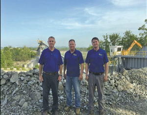While Kevin Holloway (left) and his brother Brian Holloway (center) remain active in the aggregate operation, Jesse Holloway represents the next generation of the family company. Photo by Kevin Yanik .