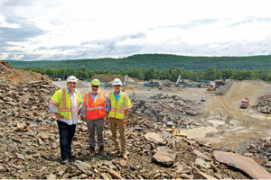 Emerald Equipment owner Mike Tormey, center, with Quarry Management CEO Steve Caruso, left, and vice president of operations Pep Hunsicker. Photo courtesy of Jamie Harthoorn.