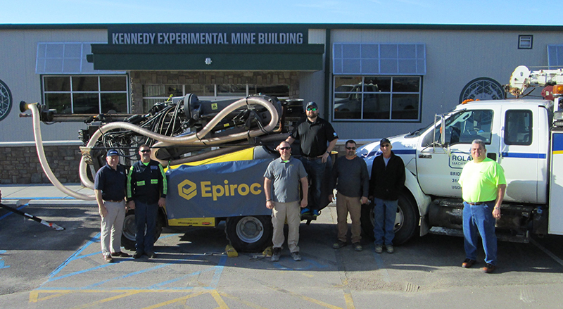 Epiroc donated a FlexiROC T20 drill rig and consumables for the Experimental Mine at the Missouri School of Science & Technology. Photo courtesy of Epiroc.