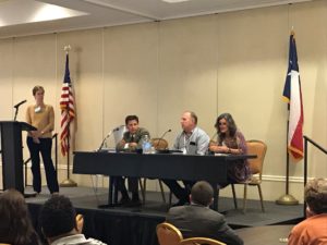 Panelists at TACA's Environmental & Sustainability Seminar included, from left to right, moderator Jill Boullion, executive director of the Bayou Land Conservancy; Jim Bradbury, attorney-at-law; Tim Mallicoat, president and CEO of Rasmussen Group; and Lori Olson, executive director of the Texas Land Trust Council. Photo courtesy of TACA