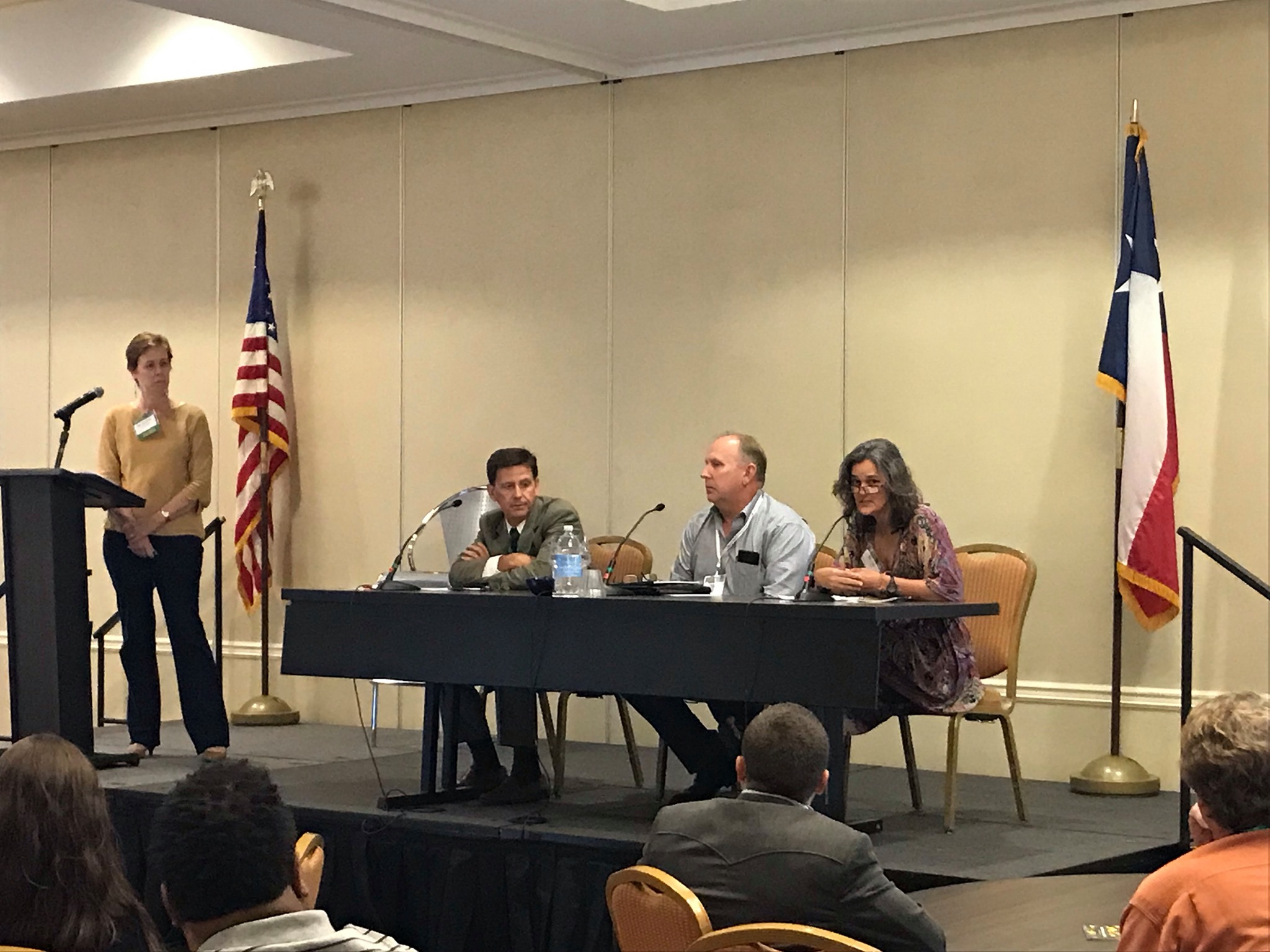 Panelists at TACA's Environmental & Sustainability Seminar included, from left to right, moderator Jill Boullion, executive director of the Bayou Land Conservancy; Jim Bradbury, attorney-at-law; Tim Mallicoat, president and CEO of Rasmussen Group; and Lori Olson, executive director of the Texas Land Trust Council. Photo courtesy of TACA