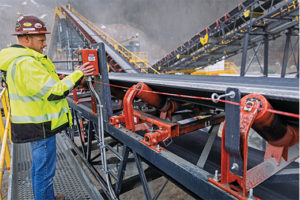 Superior’s Josh Hoelscher, pictured here at a belt scale, was instrumental in the design-build process at the Cox Station Quarry. Photo courtesy of Superior Industries