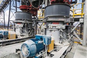 Mainland’s tertiary crushing circuit includes a pair of P400 Patriot cone crushers. Photo courtesy of Superior Industries