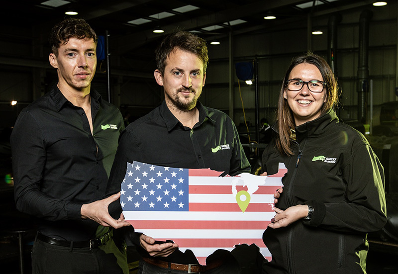 From left to right: Ryan Wright, international sales manager; Chris Monroe, global sales director; and Jayne Peters, head of HR and people development. Photo courtesy of Smiley Monroe