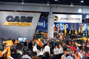 The exhibits of mobile equipment OEMs such as Case Construction Equipment and John Deere will surely be draws, as 53 percent of producers tell P&Q they intend to explore excavators and loaders at ConExpo-Con/Agg 2020. Photo courtesy of ConExpo-Con/Agg