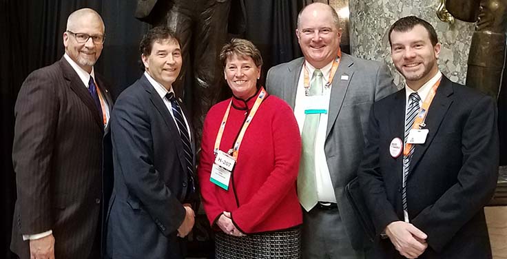 Rep. Troy Balderson (R-Ohio), second from left, visits with members of the Ohio delegation during the 2019 NSSGA Legislative & Policy Forum. Photo courtesy of Kevin Yanik