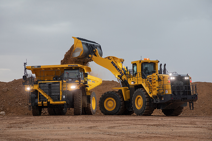 With a payload capacity of 101.6 short tons, the HD785-8 is built for aggregate producers. Photo courtesy of Komatsu America