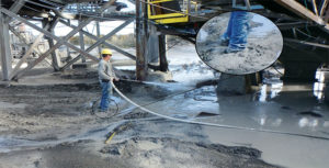 An example of solid and liquid contaminants observed during the shadowing period. Photo courtesy of NIOSH
