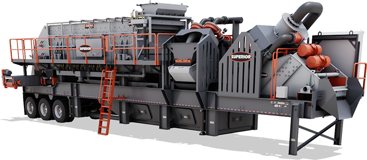 Applications for the new portable plant include operations with settling ponds, crushed aggregate, sand and gravel, dredging and frac sand. Photo courtesy of Superior Industries