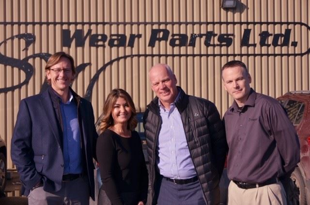 Metso’s Jean Hebert and Rob Paxman (left) welcome LSW Wear Parts of Eastern Canada to the Metso aggregate distributor community. Photo courtesy of Metso