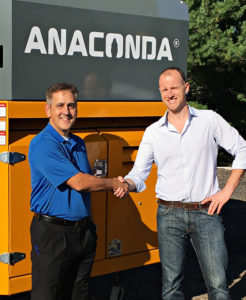 Sean McLanahan, left, and Alistair Forsyth began exploring opportunities for synergy between McLanahan Corp. and Anaconda Equipment a few years ago. Photo courtesy of McLanahan Corp.