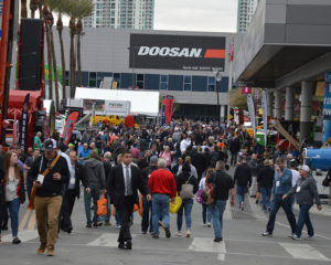 Show traffic was steady outside the Las Vegas Convention Center on the opening day of ConExpo-Con/Agg 2020. Photo: P&Q Staff