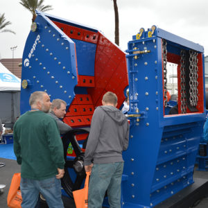 While the vibe at ConExpo-Con/Agg was unique due to coronavirus concerns, participants still took full advantage of the opportunity to explore new equipment – including this crusher from Sepro. Photo: P&Q Staff