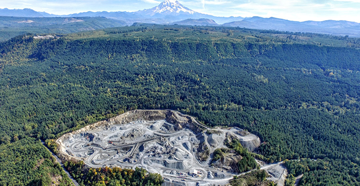 An aerial view of Washington Rock Quarries' Kapowsin Quarry. Photo: Jonathan Hart
