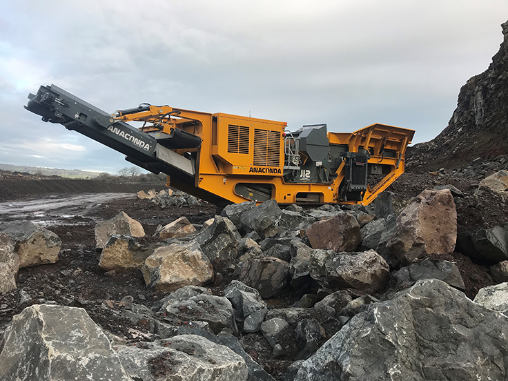 Anaconda's J12 is fitted with a 44-in. x 26-in. direct hydraulic drive Universal jaw. Photo: Anaconda Equipment