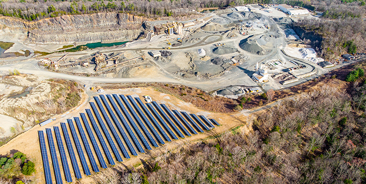 The solar array is made of 3,762 panels and sits on five acres. Photo: O&G Industries