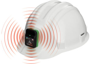 According to Triax, the main device of Proximity Trace, TraceTag, can be affixed to any hard hat or lanyard for proximity detection and contact tracing. Photo: Triax Technologies