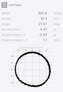 Major’s app-controlled vibration analysis sensor enables readings of screenbox vibrations within seconds, generating a report that can be sent or reviewed. Photo: Major