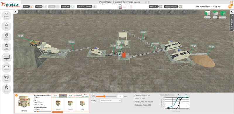 Metso's My Plant Planner produces reports that offer details on the chosen crushers, screens, conveyors and their parameters. Click to enlarge | Photo: Metso