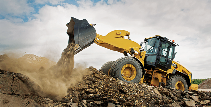 Caterpillar added seat belt indicators to a number of machines, providing visual awareness via external cab lights. Photo: Caterpillar