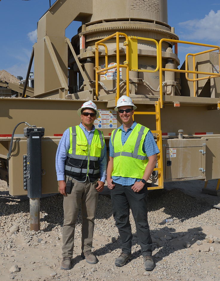 From left: Bridger and Boone Bolinder represent the third generation of leadership at Bolinder Resources, which has two fixed locations in Utah. Contract crushing is a big part of the Bolinders’ business, as well, with a market focus in Utah and Nevada but a willingness to crush just about anywhere in the U.S. Photo: P&Q Staff