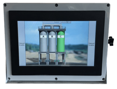 The silo safety system features infrared sensors to enable each silo, if and only if, the truck is in the proper position. Photo: Command Alkon